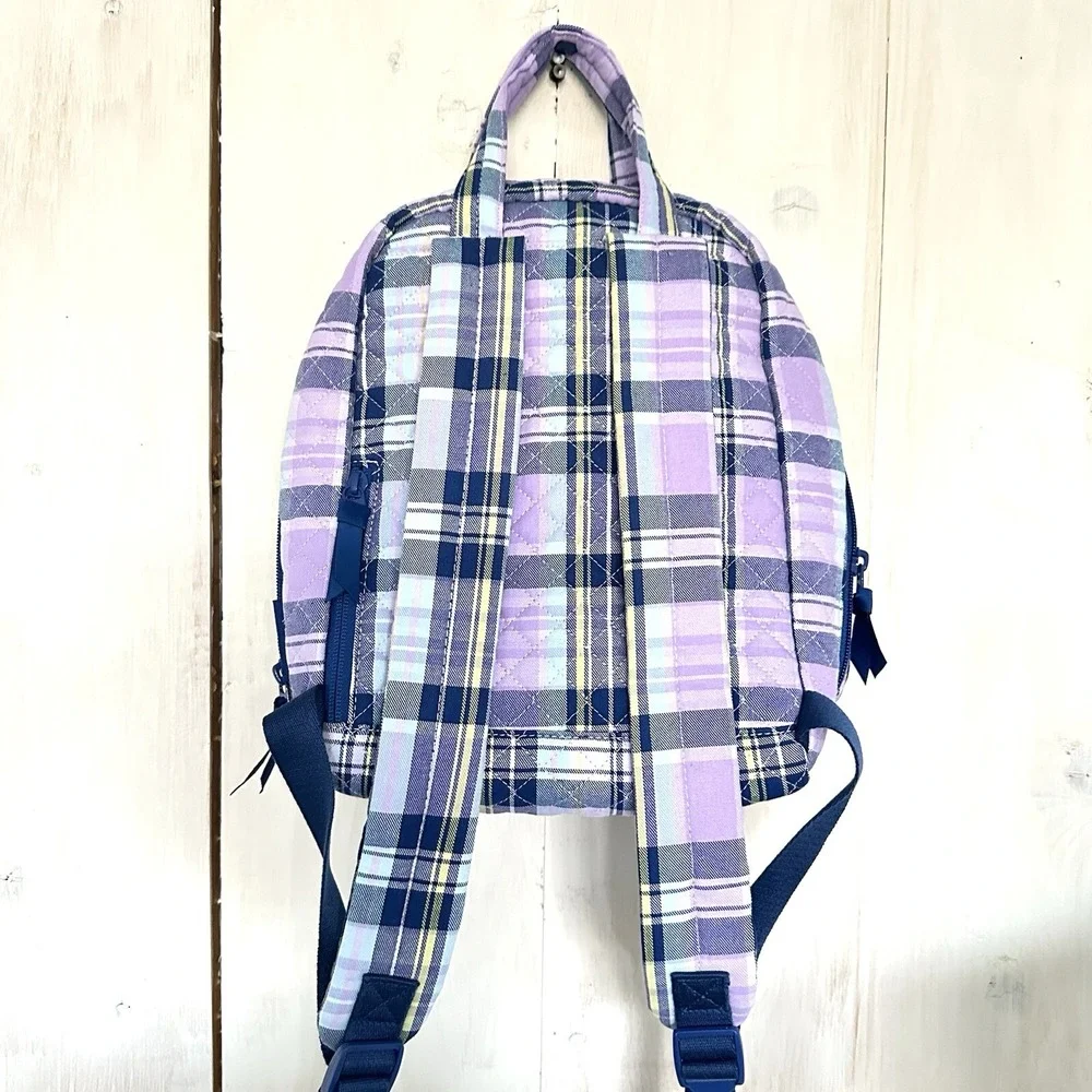 Vera Bradley Cotton Mini‎ Totepack Backpack Amethyst Plaid - Recycled Cotton NWT